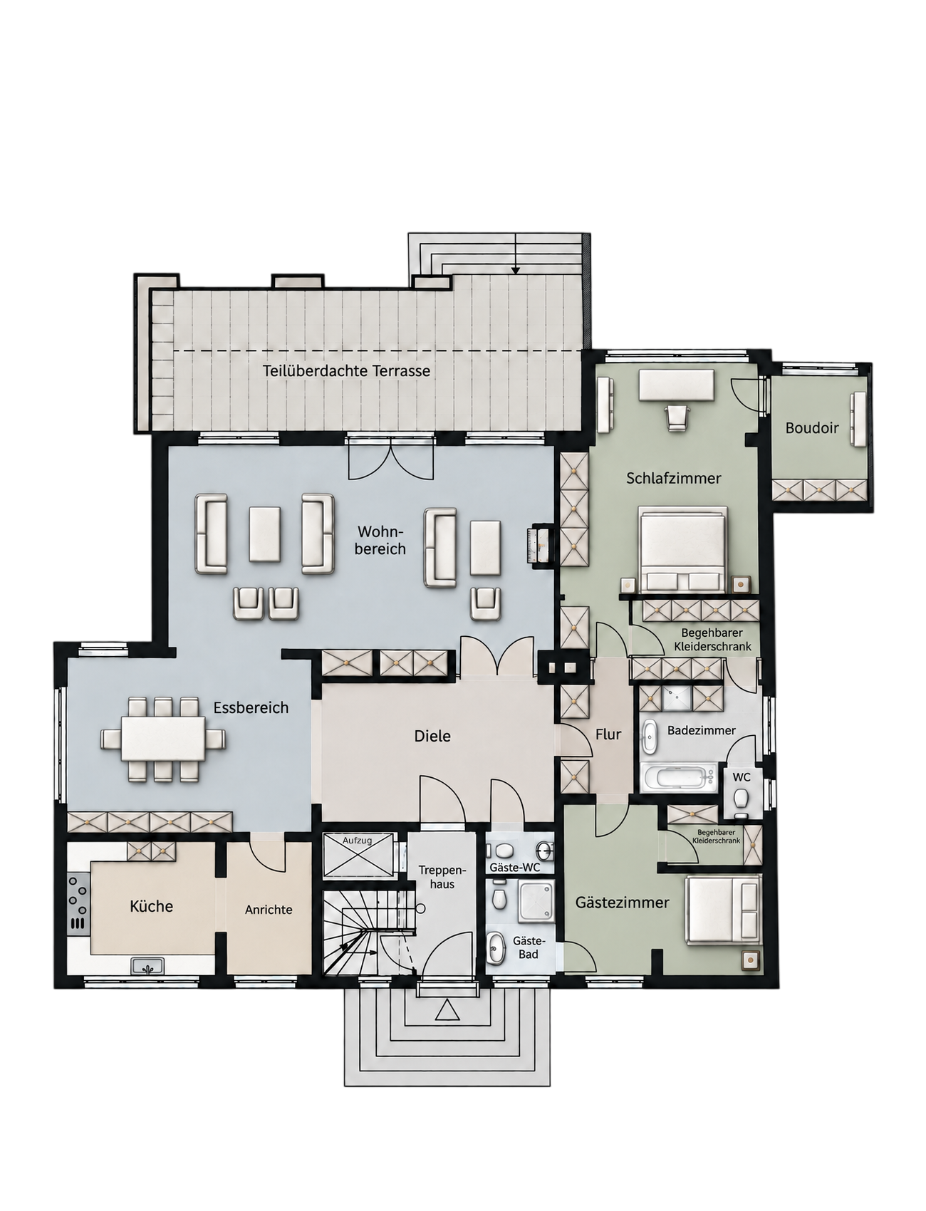 Grundriss Hochparterrewohnung