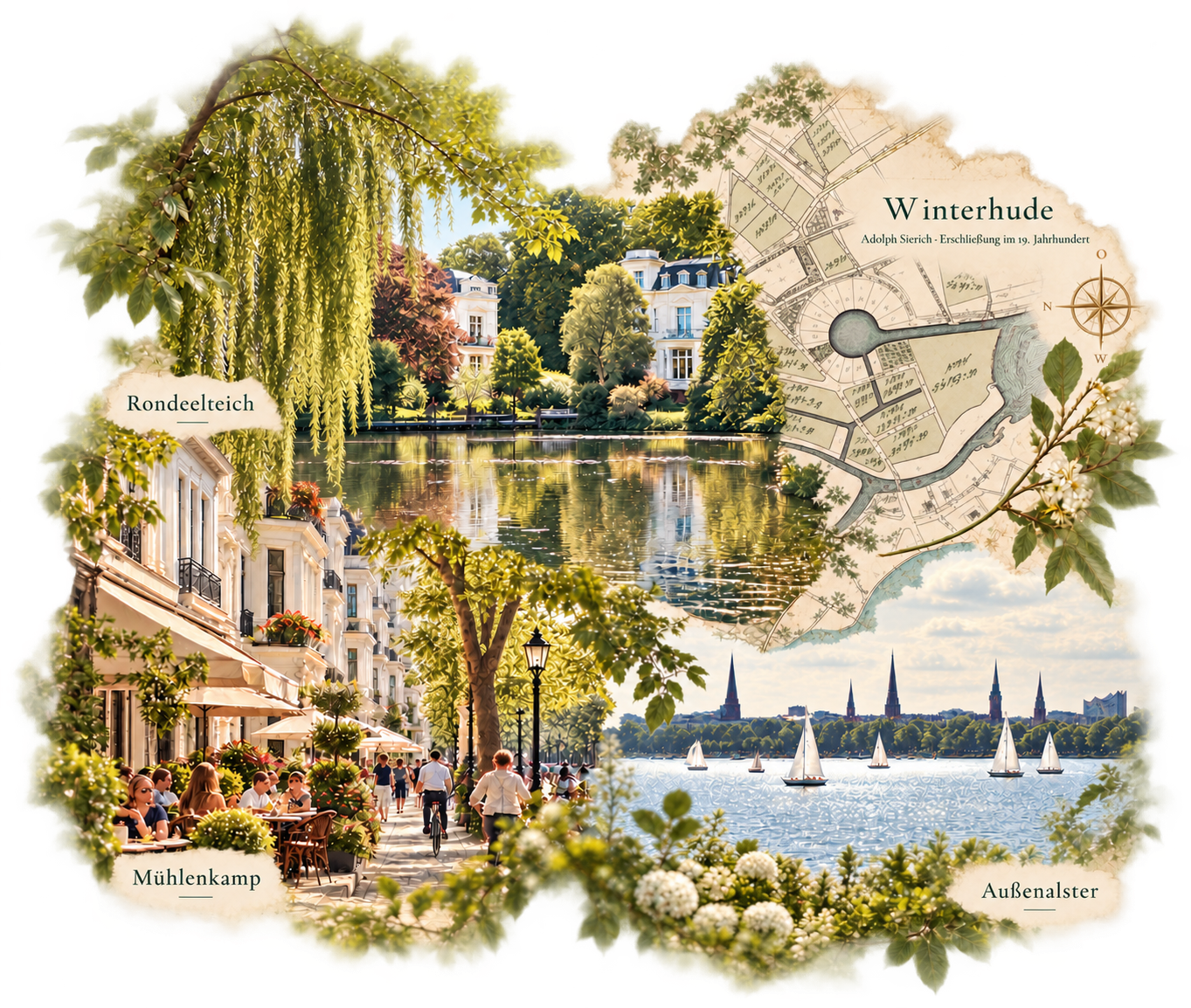 Winterhude: Rondeelteich, Mühlenkamp und Außenalster